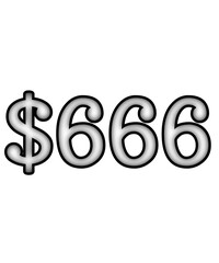 dollar sign on white background $666