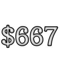 dollar sign on white background $667