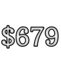 dollar sign on white background $679