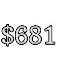 dollar sign on white background $681