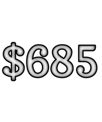 dollar sign on white background $685