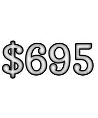 dollar sign on white background $695