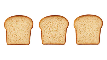 Slices of Bread with Soft Texture Isolated on White Background
