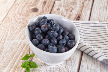 Raw ripe sweet and juicy blueberry