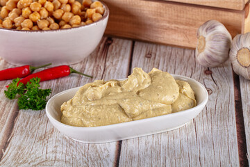 Natural organic homemade chickpea hummus
