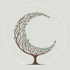 vector tree with green leaves