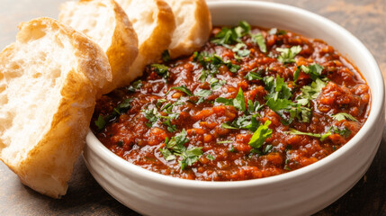 Traditional Indian Pav Bhaji with Buttered Bread