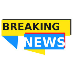 Yellow and blue Breaking News label origami banner