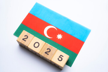 2025, Azerbaijan, Azerbaijan flag with date block, Concept, Important events for Azerbaijan in the...
