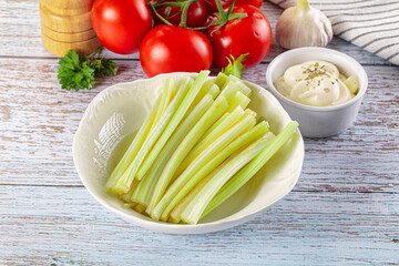 Dietary green celery stick heap