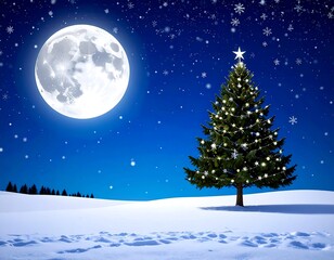 Winter Christmas night scene