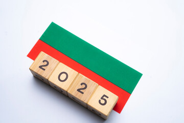 2025, Bulgaria, Bulgaria flag with date block, Concept, Important events for Bulgaria in the new...