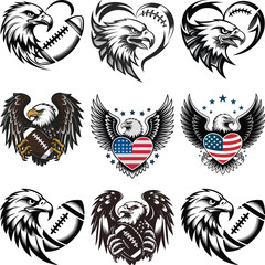 Obraz premium Eagle Heart Svg Bundle, Football Svg, Football Heart Svg