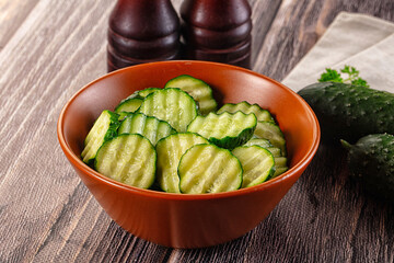 Fresh green ripe cucumber slices