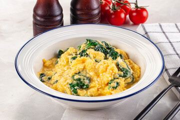 Omelette with spinach for breakfast