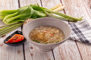 Asian soup with crab and prawn