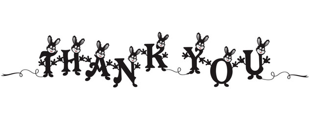 Elements for presentation. rabbit model lettering with text: thank you. Vector