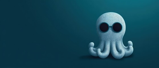 Cool octopus character with sunglasses, cute aquatic animal, whimsical, fun, playful
