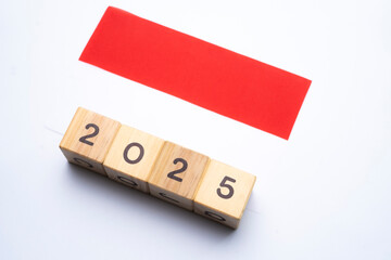 2025, Indonesia, Indonesia flag with date block, Concept, Important events for Indonesia in the new...