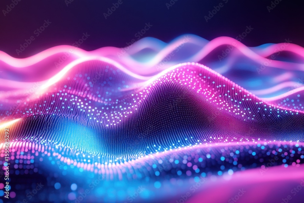 Poster vibrant abstract digital background featuring luminous waves and captivating color gradients that ev