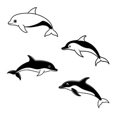 Premium Set of Whale Silhouette Illustrations 