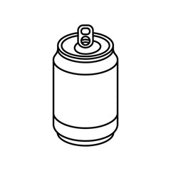 Outline Illustration of a Soda Can with Pull Tab on White