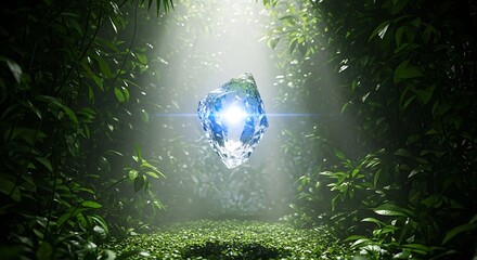Floating Crystal in Forest