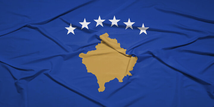 Wind Blowing  Kosovo Flag – Perfect for National Holiday Themes