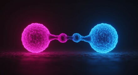 Abstract Neon Energy Connection Pink and Blue Glowing Spheres