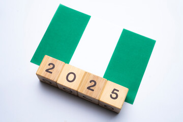 2025, Nigeria, Nigeria flag with date block, Concept, Important events for Nigeria the new year,...