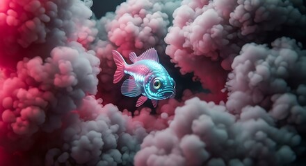 Glowing Fish in Colorful Cloudscape