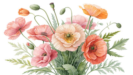 Blush & Bloom Watercolor Poppies in Harmony