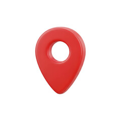Red 3D location pin icon isolated on white background