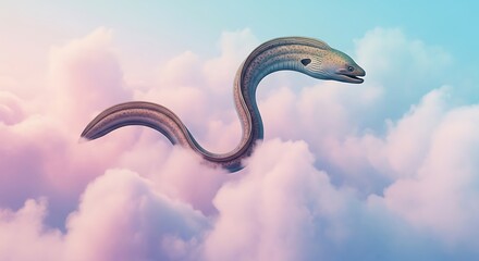 Eel in Pink Clouds Surreal Sky