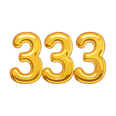 Shiny golden balloons forming the number three hundred thirty three