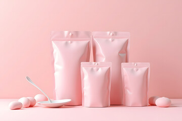Minimal Cosmetic Packaging Tubes on Pink Background for Skincare or Beauty Product Advertisement