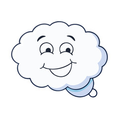 Happy cartoon cloud character with a big smile and friendly eyes