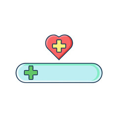 Obraz premium Health bar and heart icon with medical cross for gaming and healthcare