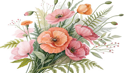 Blush & Bloom Watercolor Poppies in Harmony