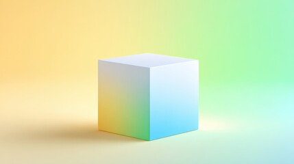 Minimalist podium platform with gradient backdrop, abstract geometric shape, product presentation stage