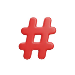 Obraz premium Red 3d hashtag symbol on a clean white background
