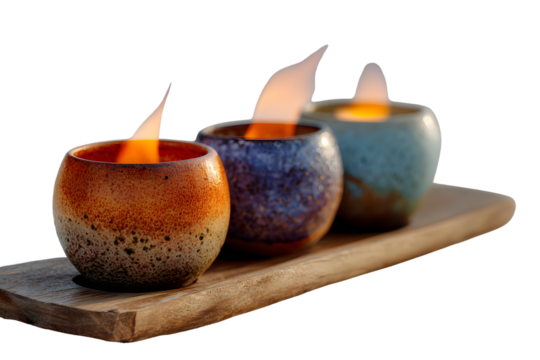 Three candle holder on transparent background