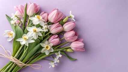 Elegant Spring Floral Bouquet with Pink Tulips and White Daffodils