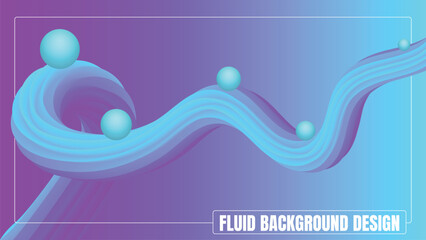 Blue & Purple Fluid Abstract Background Design with 3D Wave and Sphere Elements 