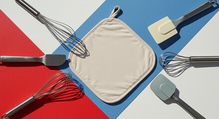 Patriotic Cooking Setup with Blank Pot Holder