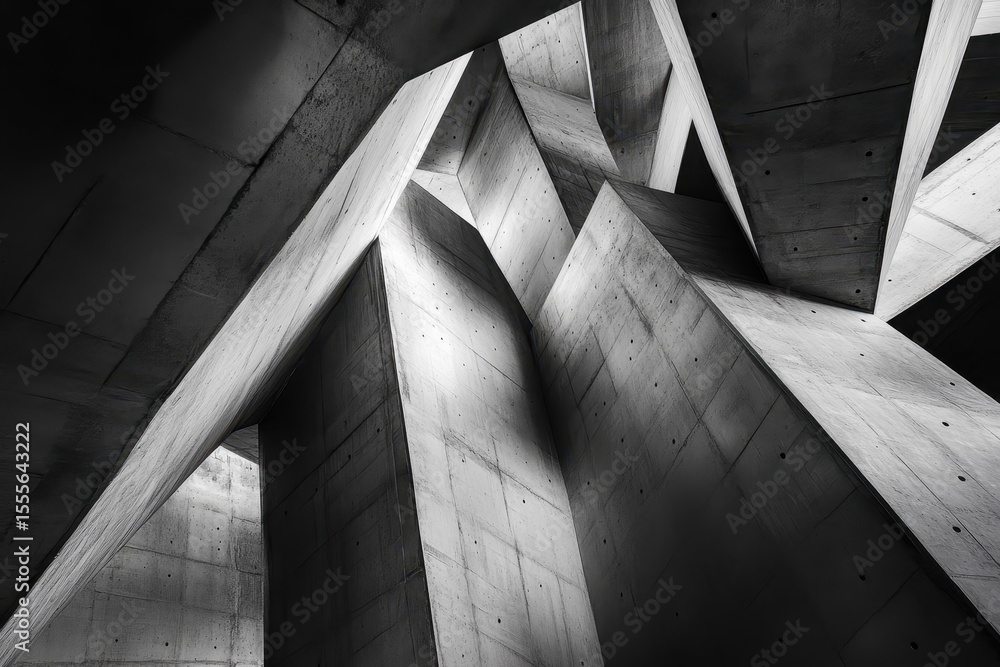 Poster dark concrete interior with striking diagonal lines creating an intriguing architectural depth and p