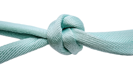 Strong Knot Tied on Durable Rope for Climbing, Boating, or Utility Use Isolated on White Background