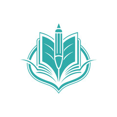 line art educational, book, pen, logo, vector design