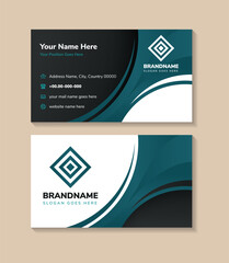 collection of abstract horizontal business card design template in modern style use the composition colors is dark green, black, and white on elements and backgrounds. 