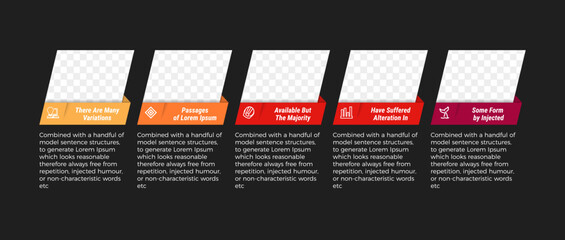 abstract design of timeline template with diagonal books for photo space, icons, and titles. vector illustration infographic company milestones timeline template diagonal stripes on black background